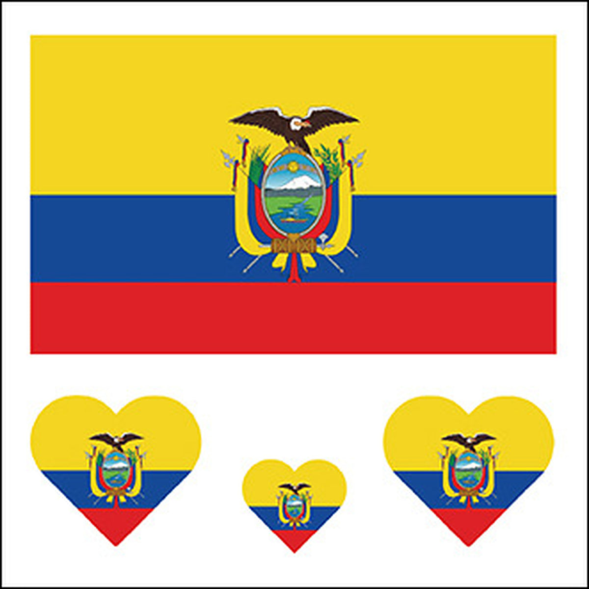 Ecuador Flag Heart Face Tattoos