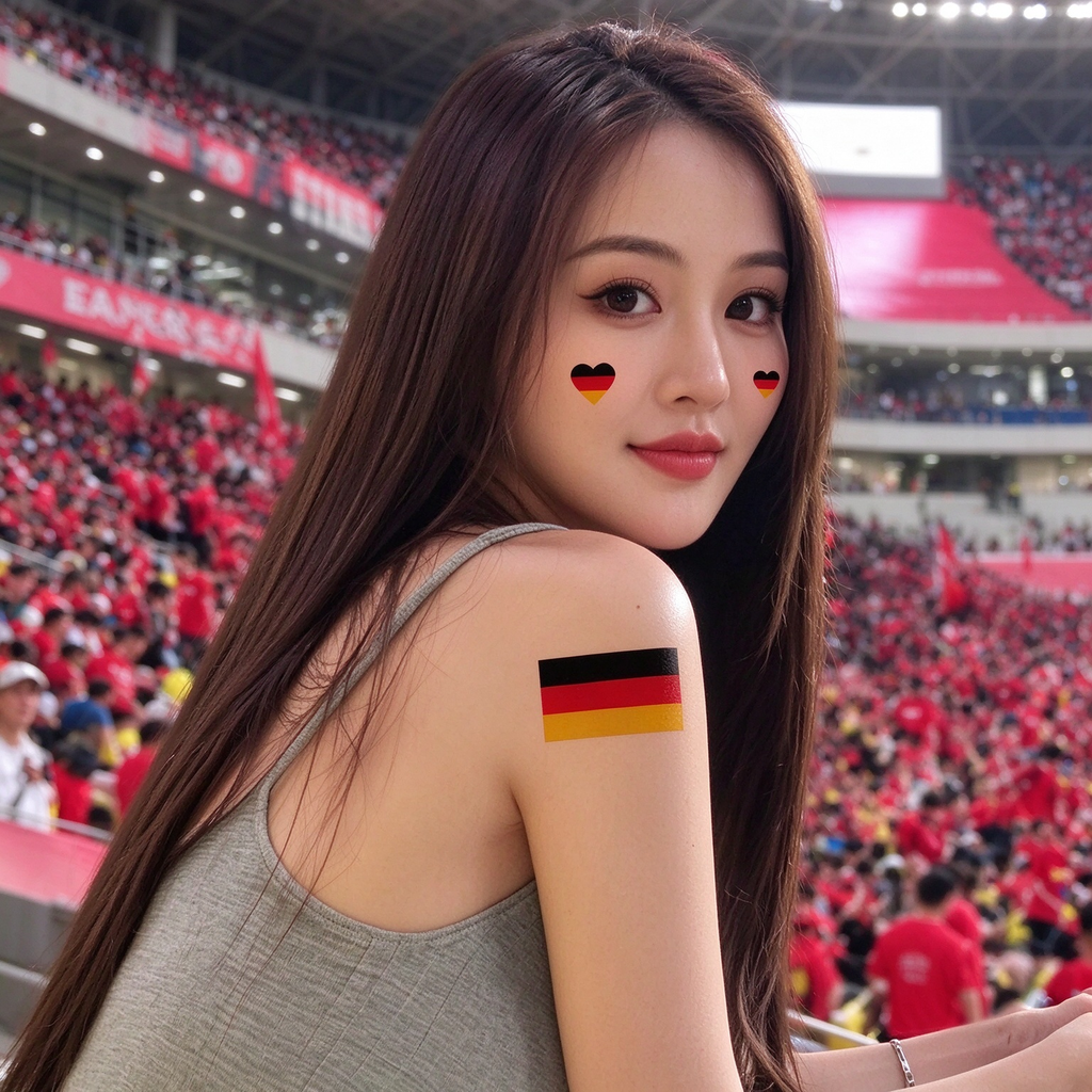 Germany Flag Heart Face Tattoos