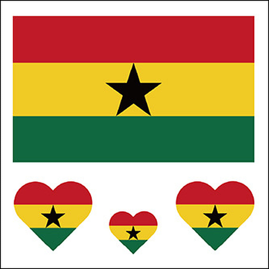 Ghana Flag Heart Face Tattoos