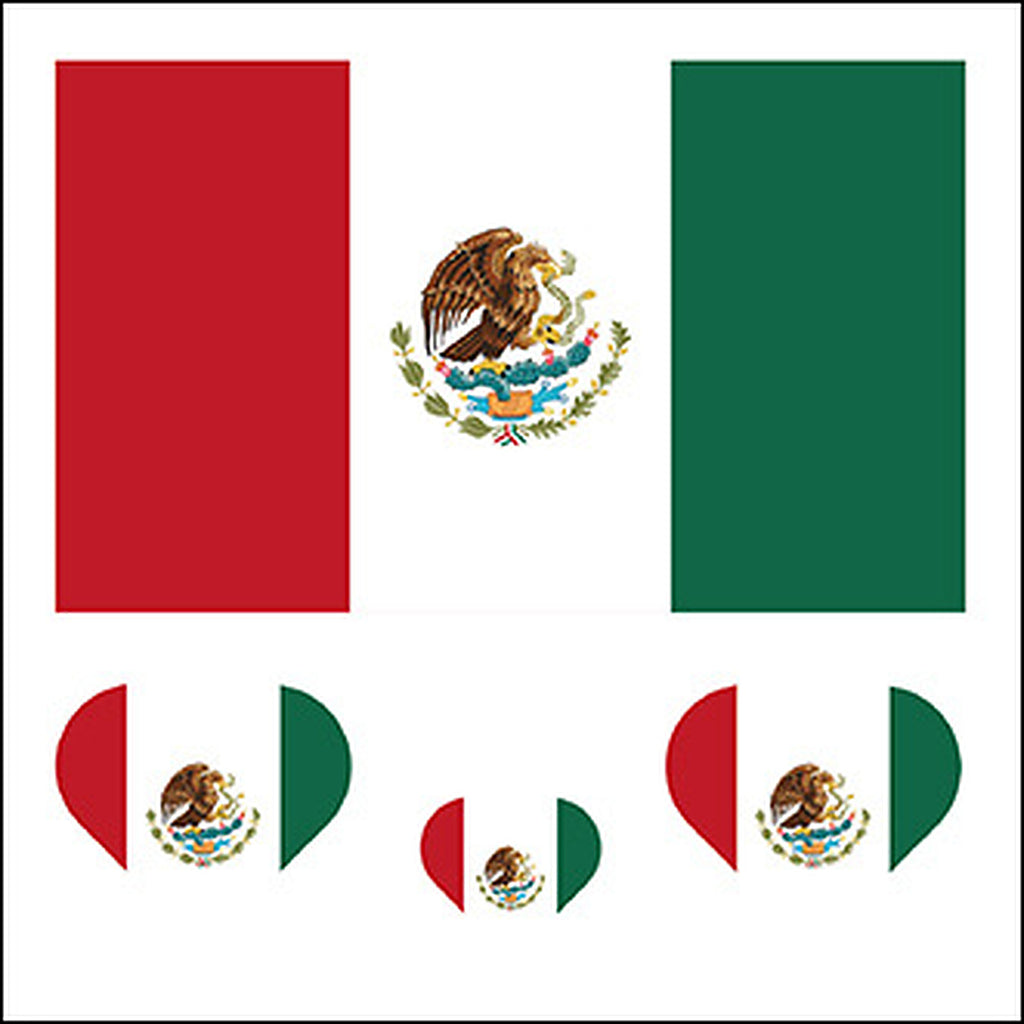 Mexico Flag Face Tattoos