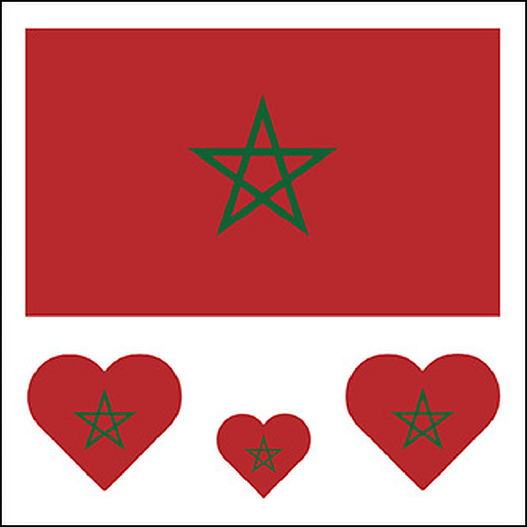 Morocco Flag Heart Face Tattoos