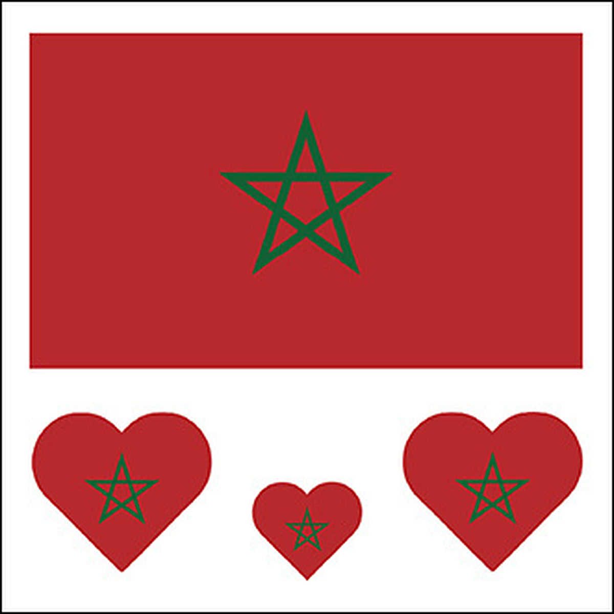 Morocco Flag Heart Face Tattoos