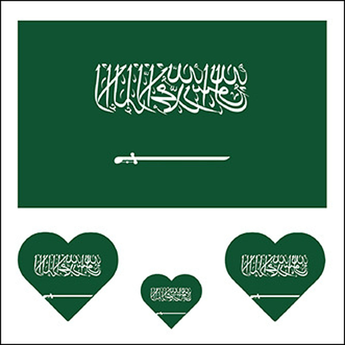 Saudi Arabia Flag Heart Face Tattoos