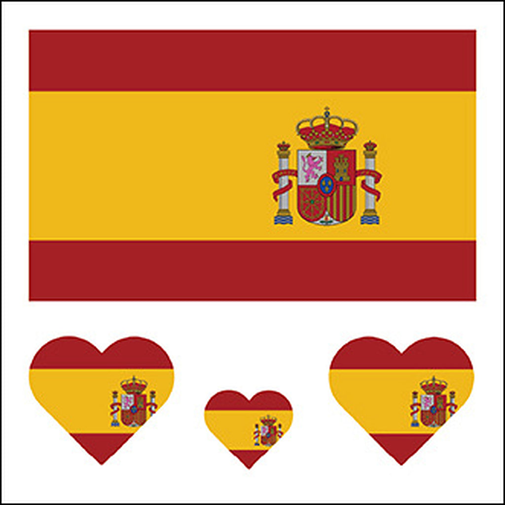 Spain Flag Heart Face Tattoos