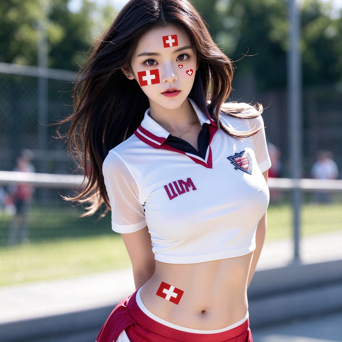 Switzerland Flag Heart Face Tattoos