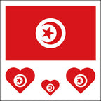 Tunisia Flag Heart Face Tattoos