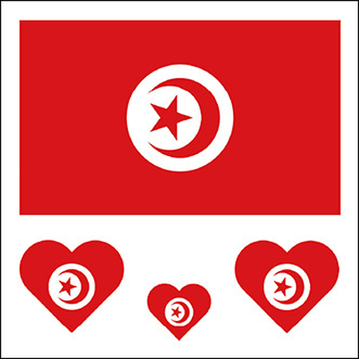 Tunisia Flag Heart Face Tattoos