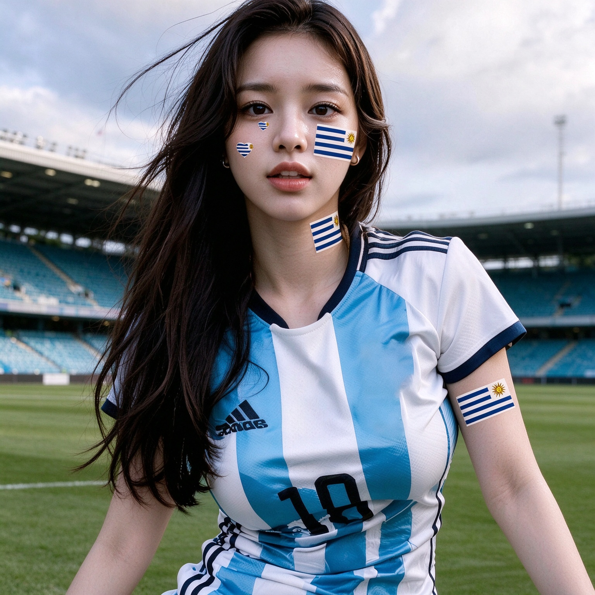Uruguay Flag Heart Face Tattoos