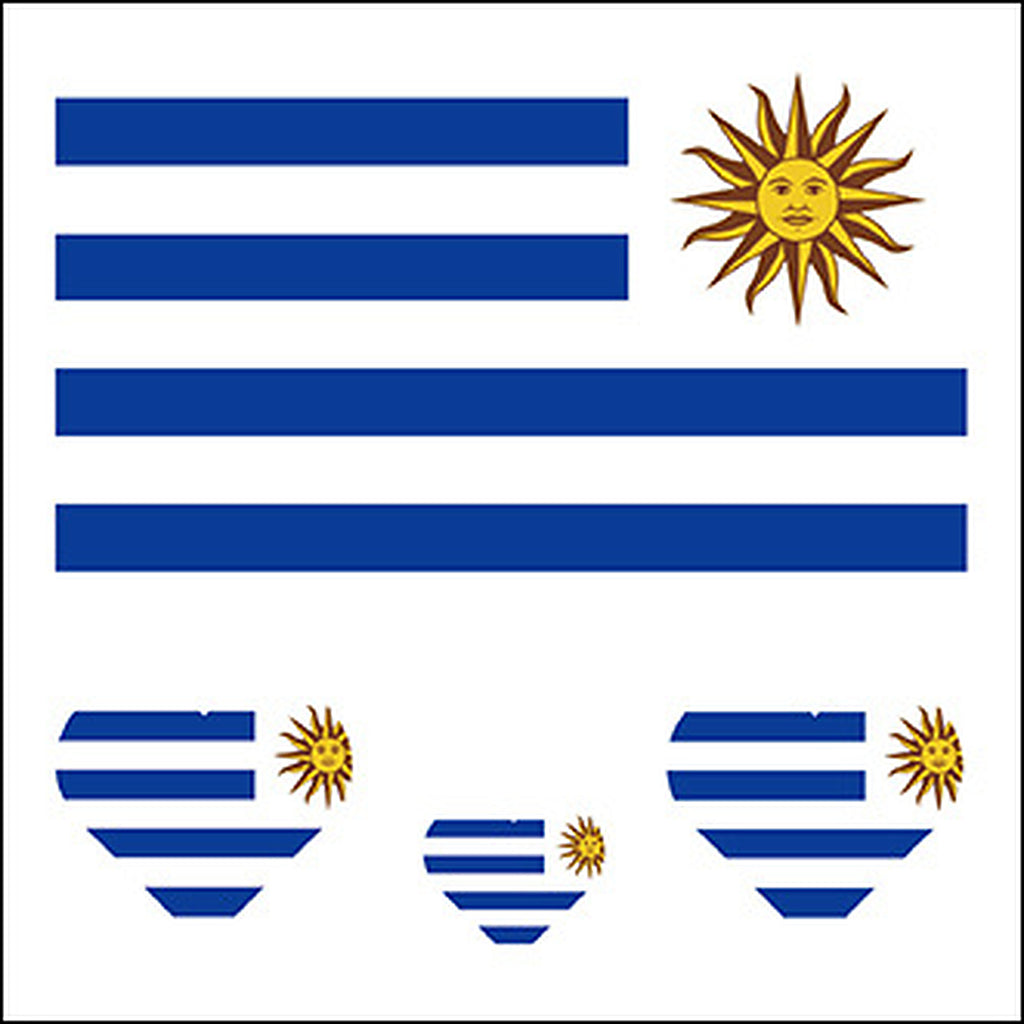 Uruguay Flag Heart Face Tattoos