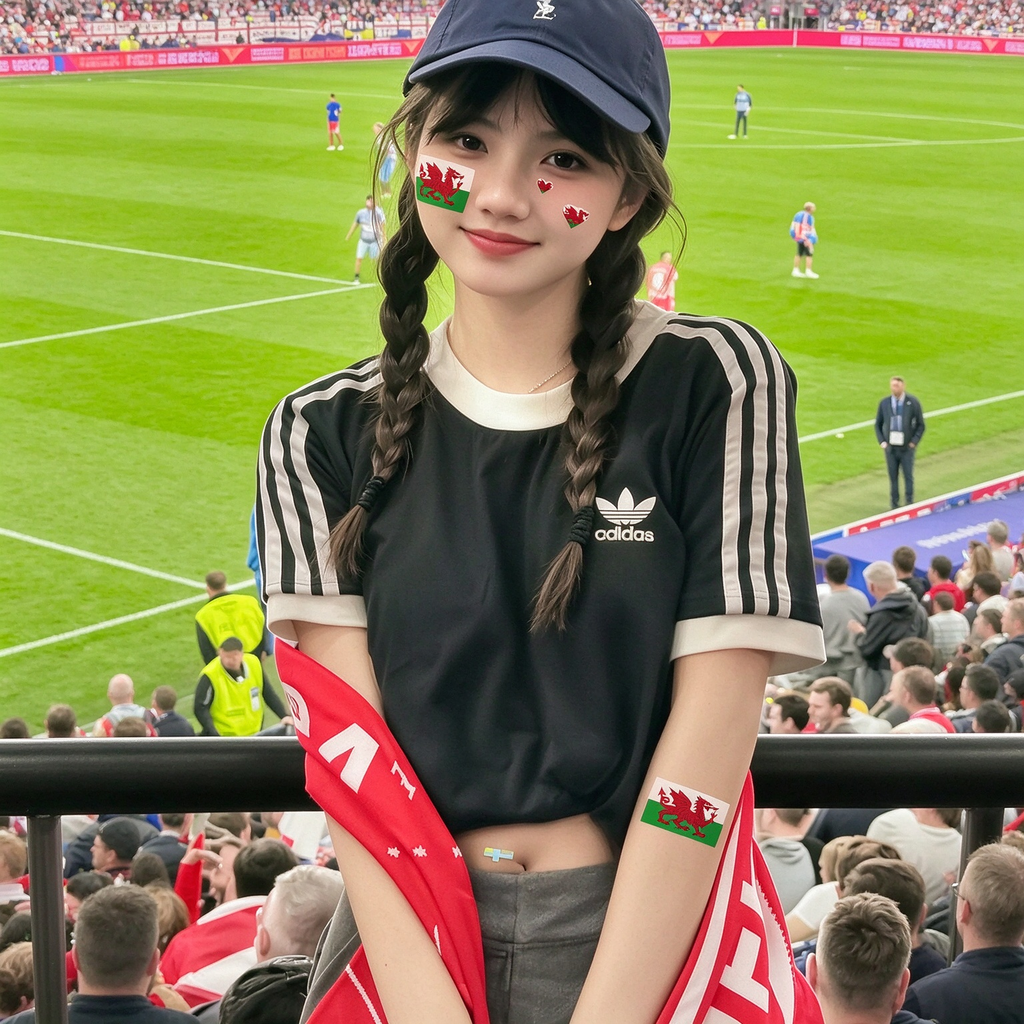 Wales Flag Heart Face Tattoos