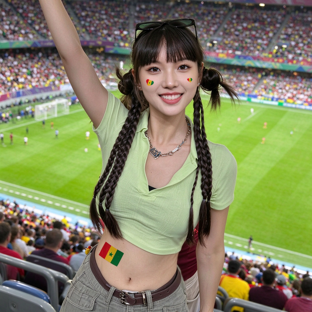 Senegal Flag Heart Face Tattoos