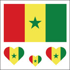 Senegal Flag Heart Face Tattoos