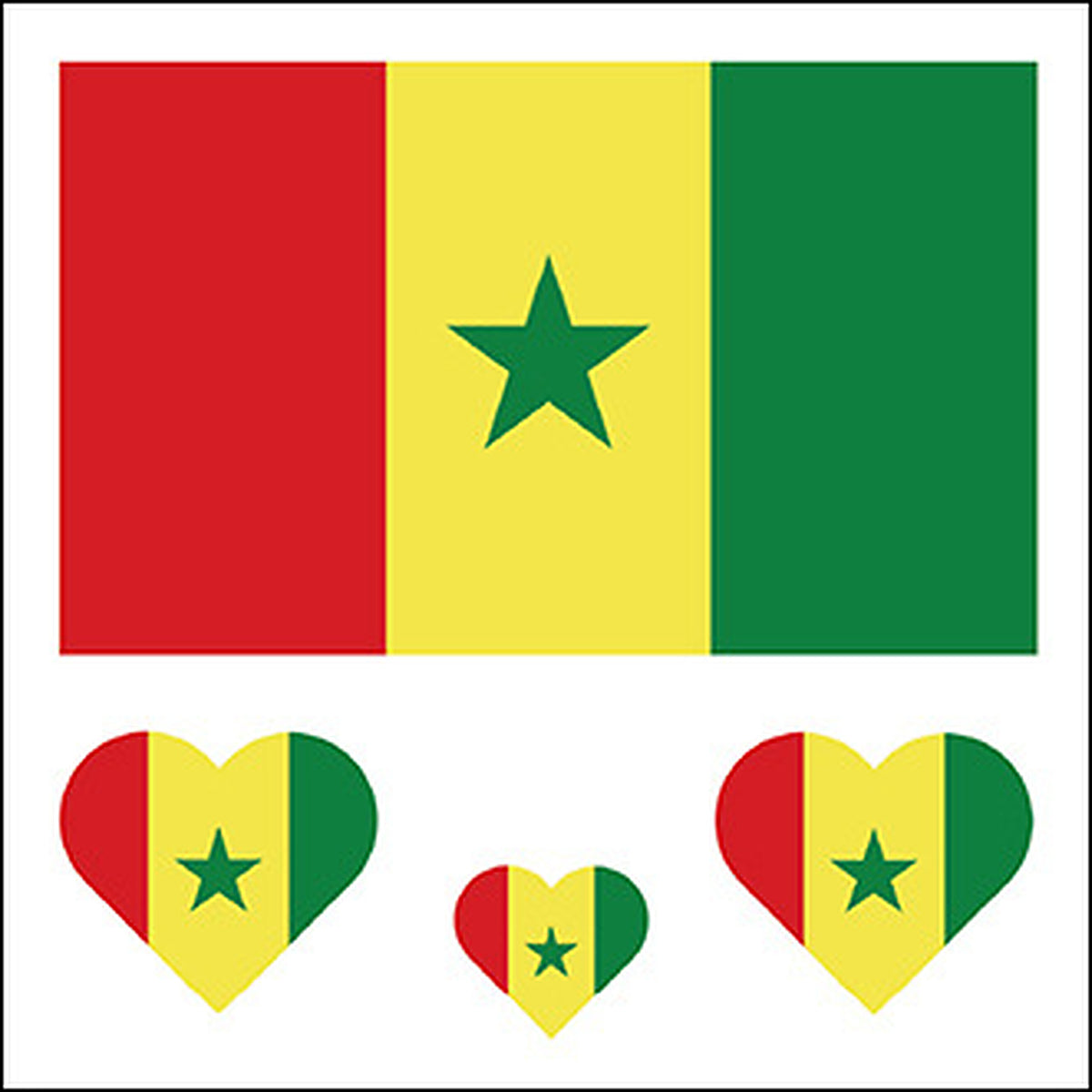 Senegal Flag Heart Face Tattoos