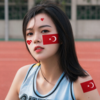 Turkey Flag Heart Face Tattoos