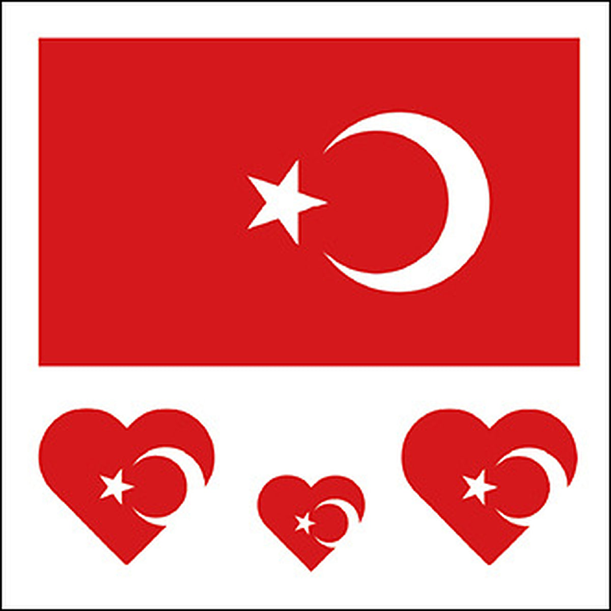 Turkey Flag Heart Face Tattoos