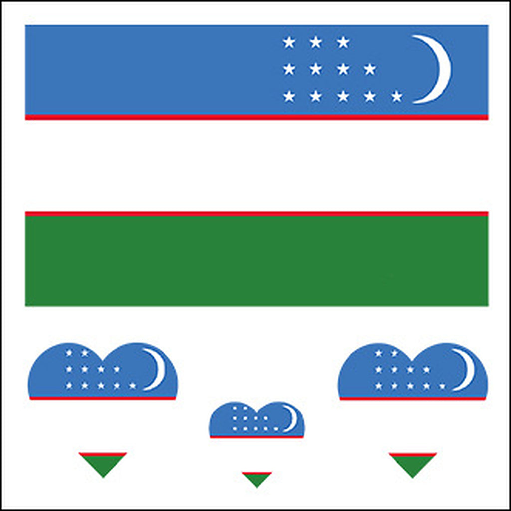 Uzbekistan Flag Heart Face Tattoos