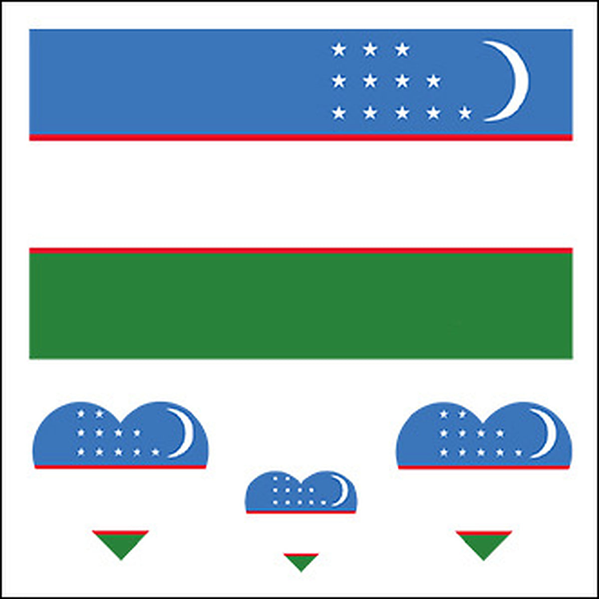 Uzbekistan Flag Heart Face Tattoos