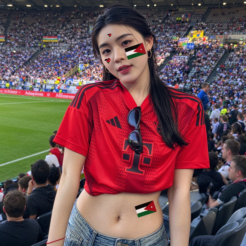 Jordan Flag Heart Face Tattoos