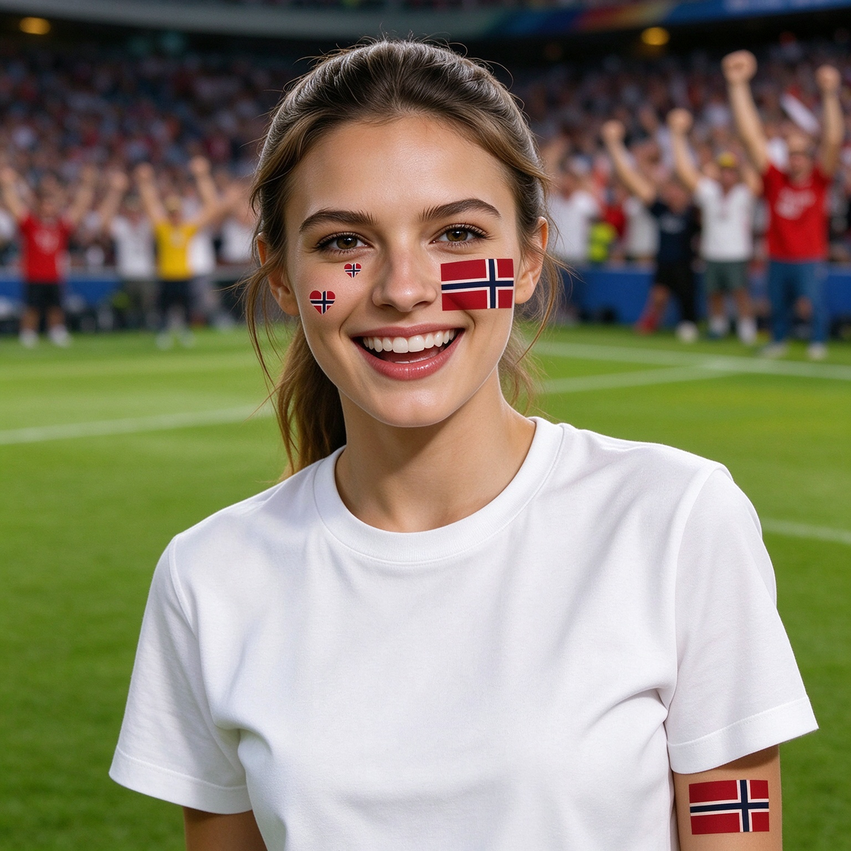 Norway Flag Heart Face Tattoos