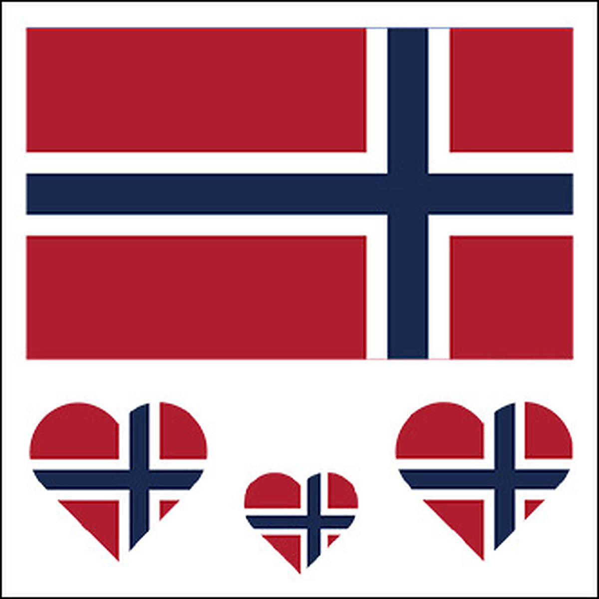 Norway Flag Heart Face Tattoos