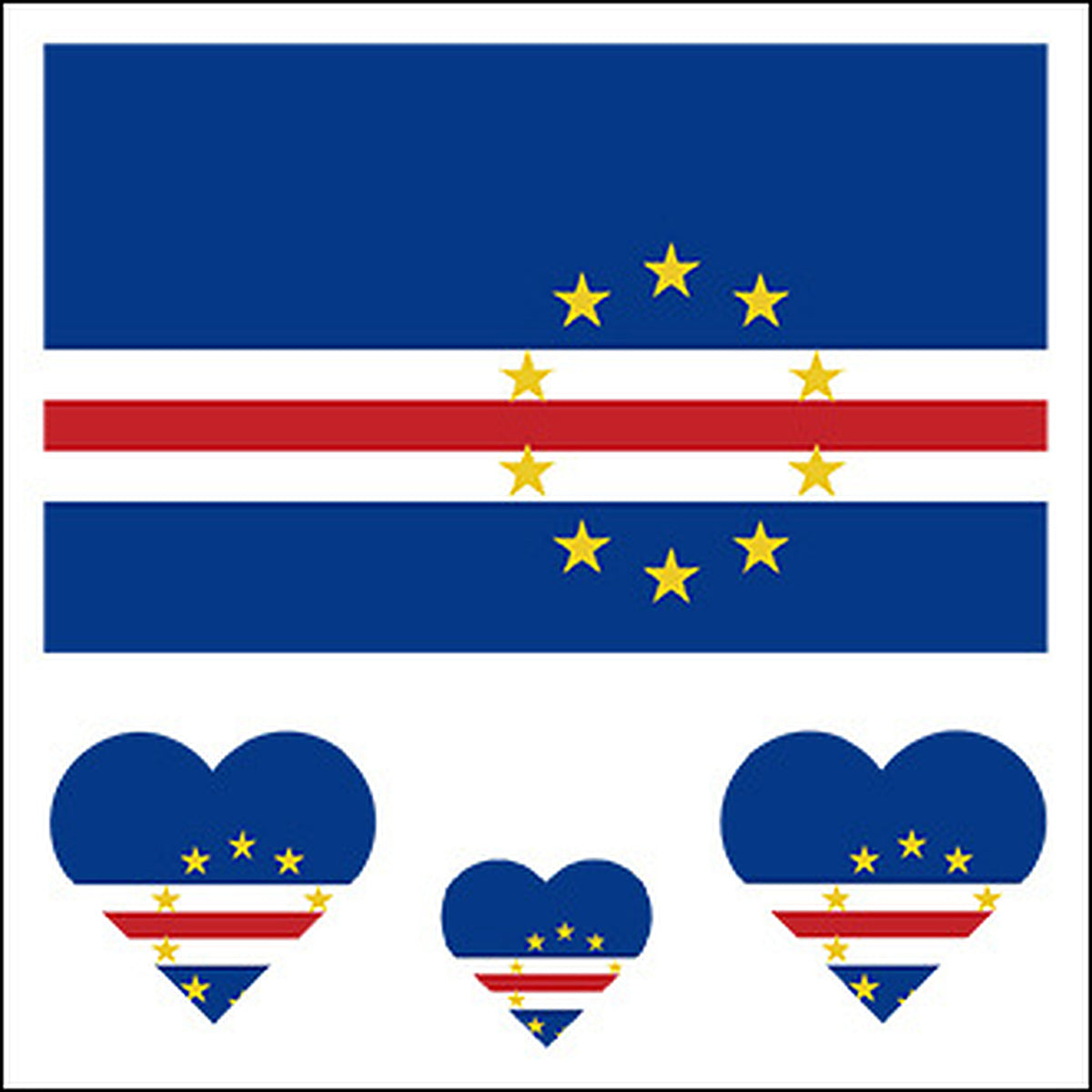 Cape Verde Flag Heart Face Tattoos
