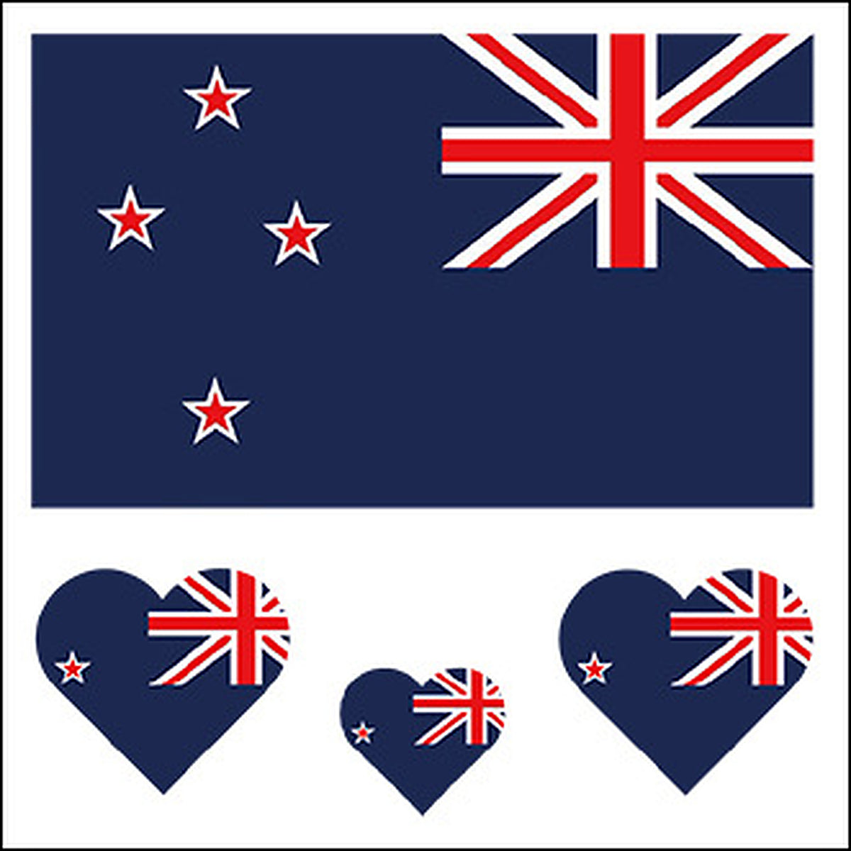 New Zealand Flag Heart Face Tattoos