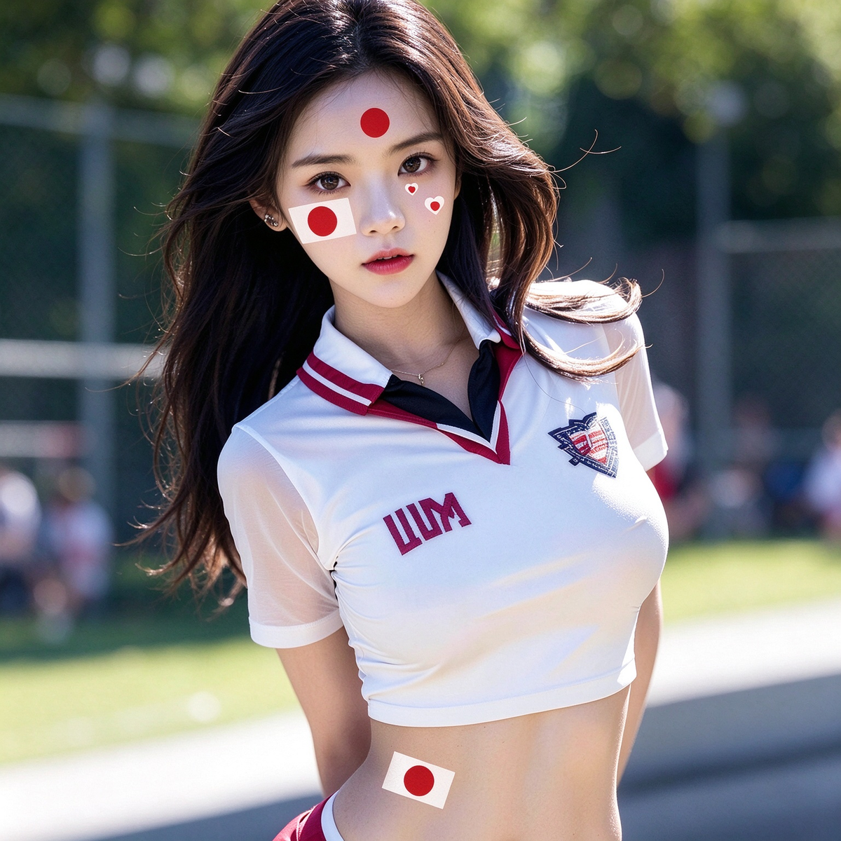 Japan Flag Heart Face Tattoos