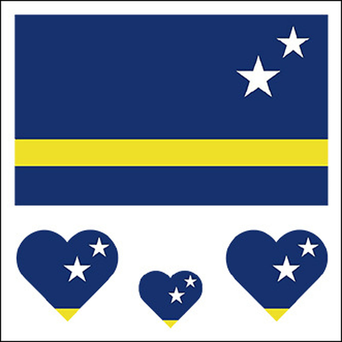 Curaçao Flag Heart Face Tattoos