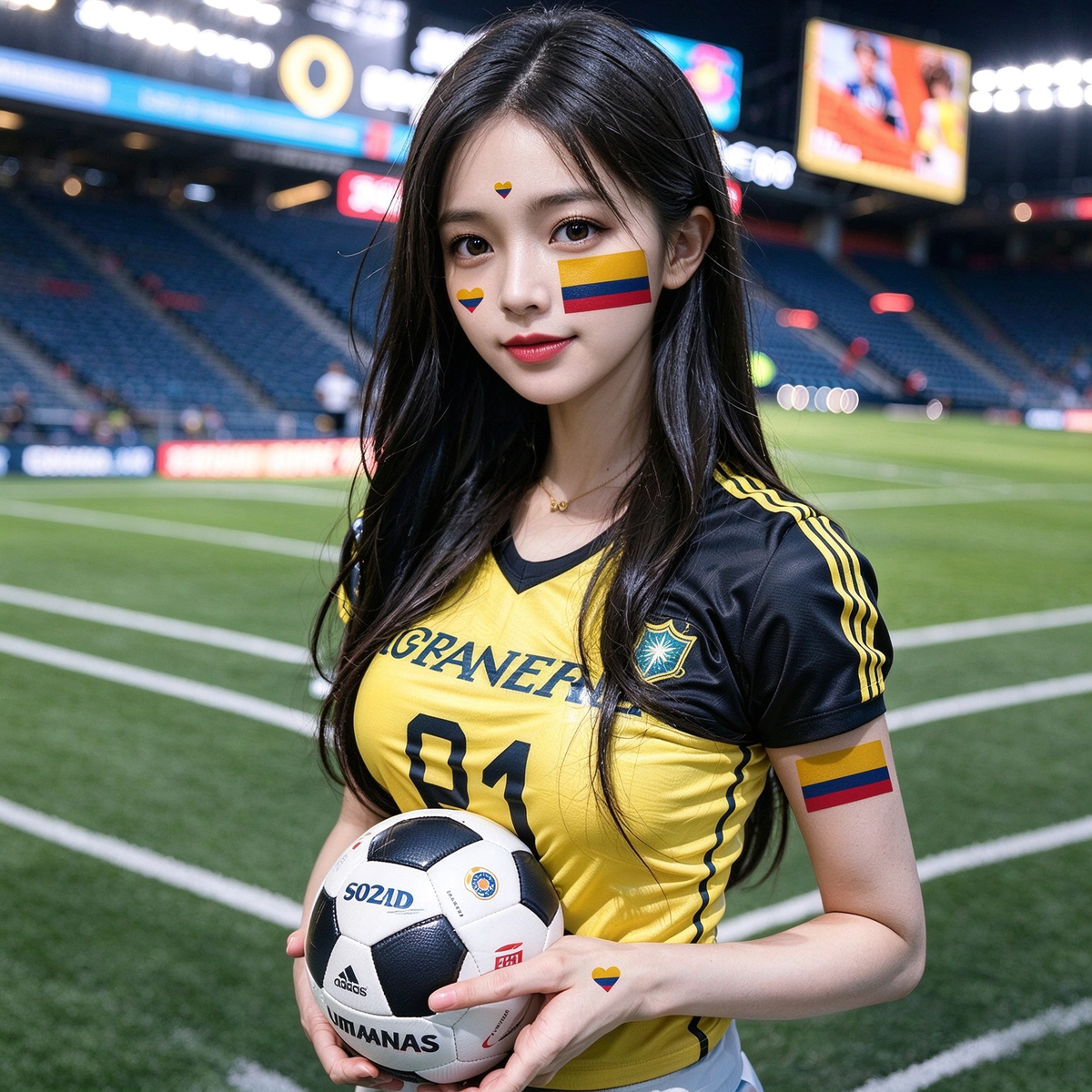 Colombia Flag Heart Face Tattoos