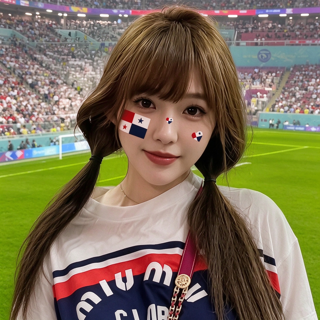 Panama Flag Heart Face Tattoos