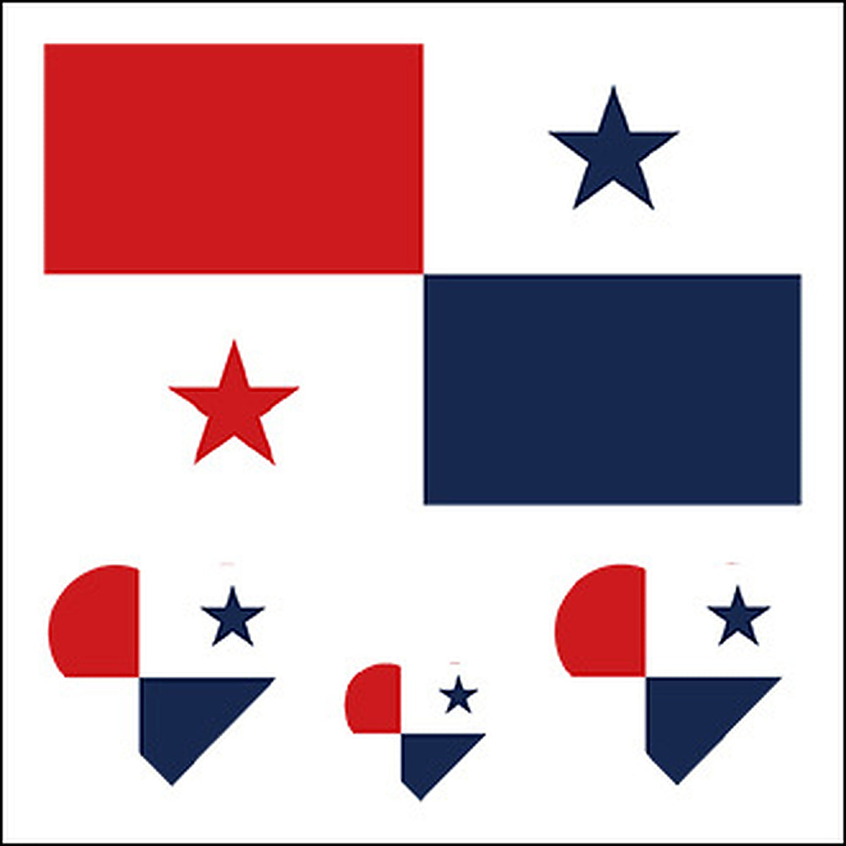 Panama Flag Heart Face Tattoos