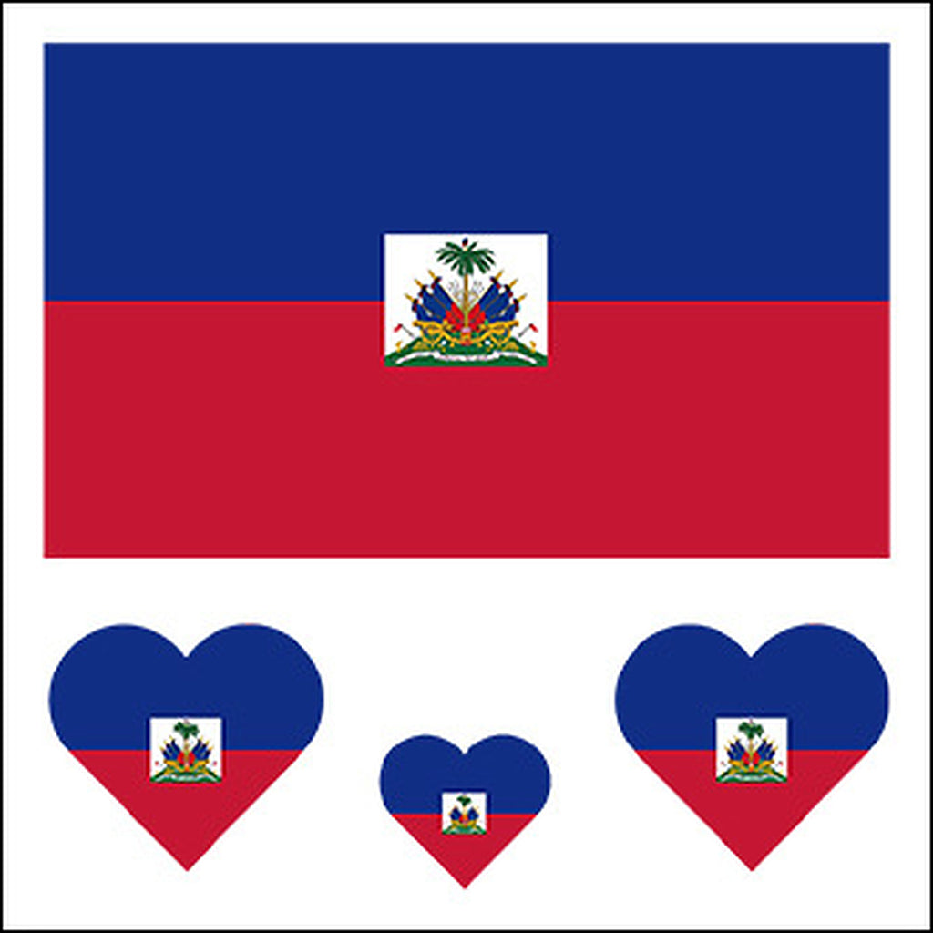 Haiti Flag Heart Face Tattoos