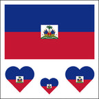 Haiti Flag Heart Face Tattoos