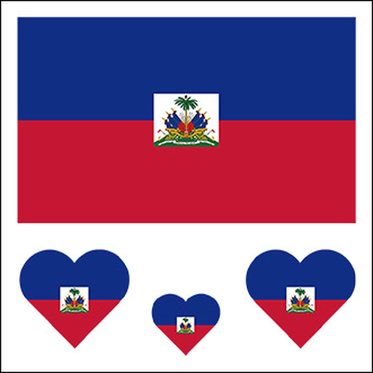 Haiti Flag Heart Face Tattoos