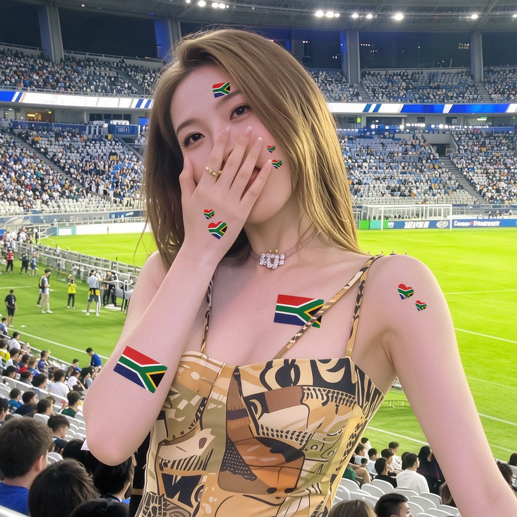 South Africa Flag Heart Face Tattoos