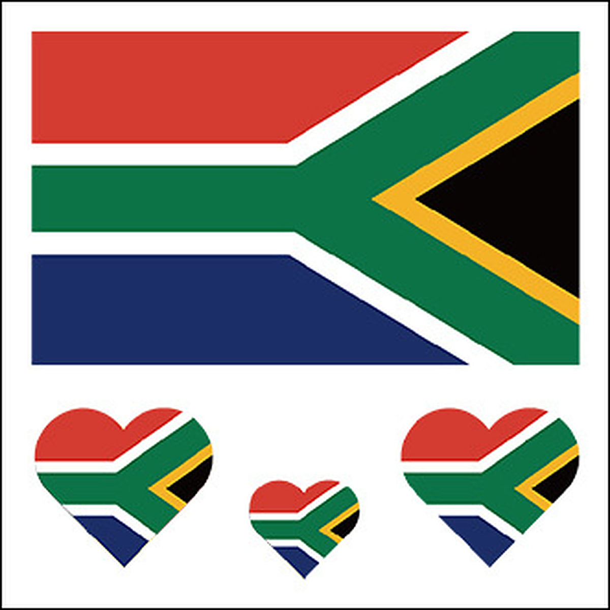 South Africa Flag Heart Face Tattoos