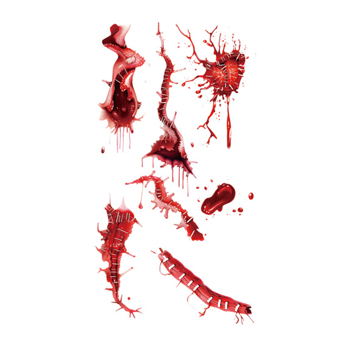 Halloween Stitched Wound Tattoo Stickers