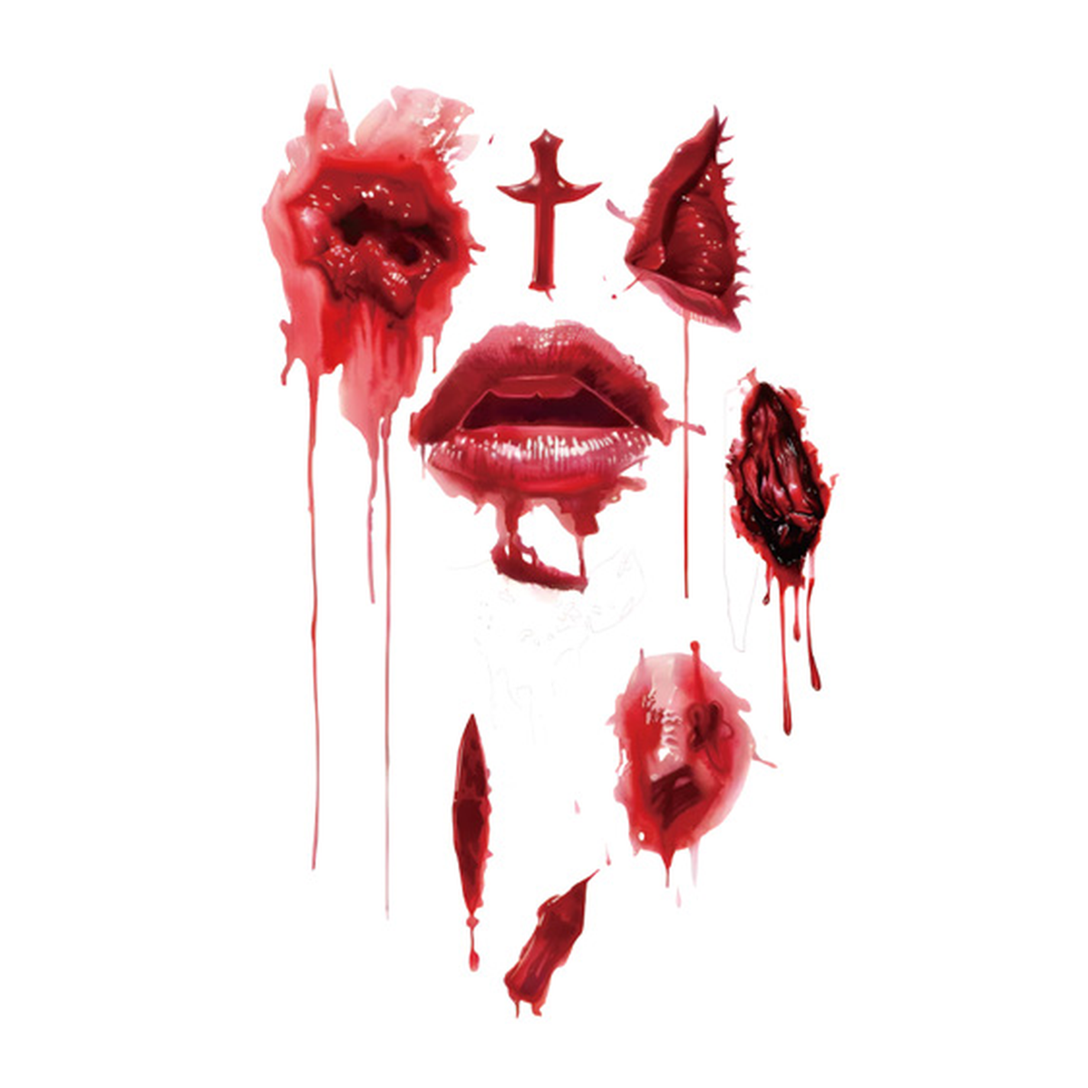 Halloween Bloody Lip Tattoo Stickers