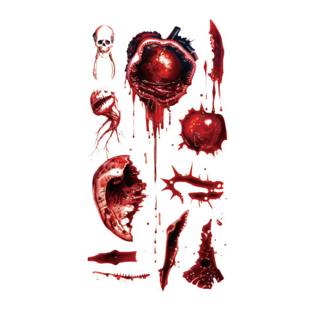 Halloween Skull Gore Tattoo Stickers