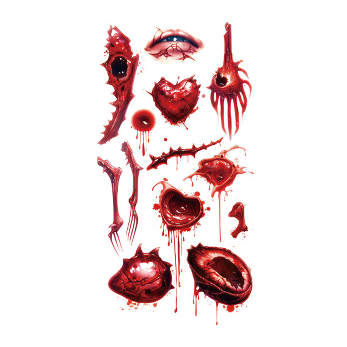 Halloween Bloody Eye & Heart Tattoo Stickers