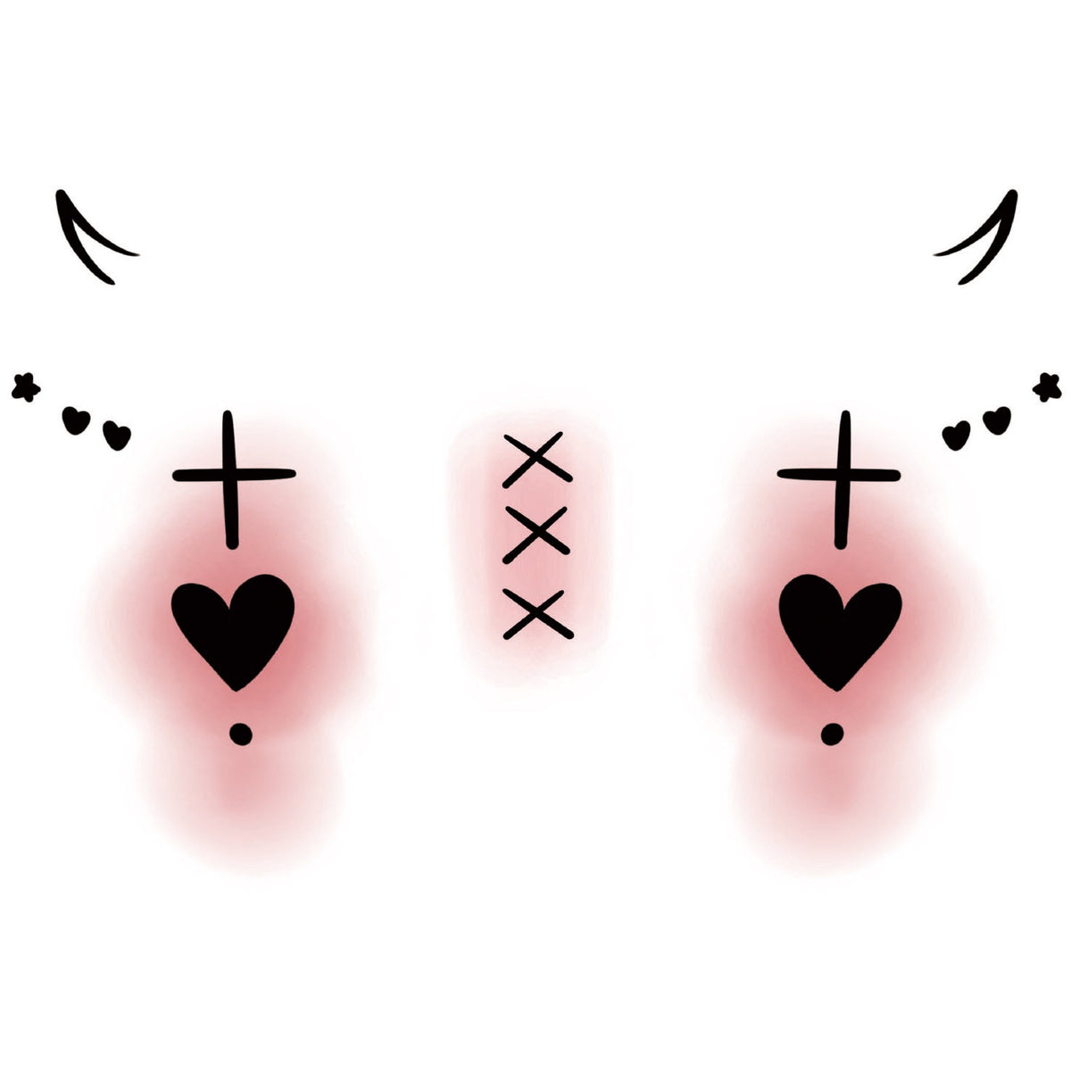 Cross Heart Halloween Tattoo Stickers