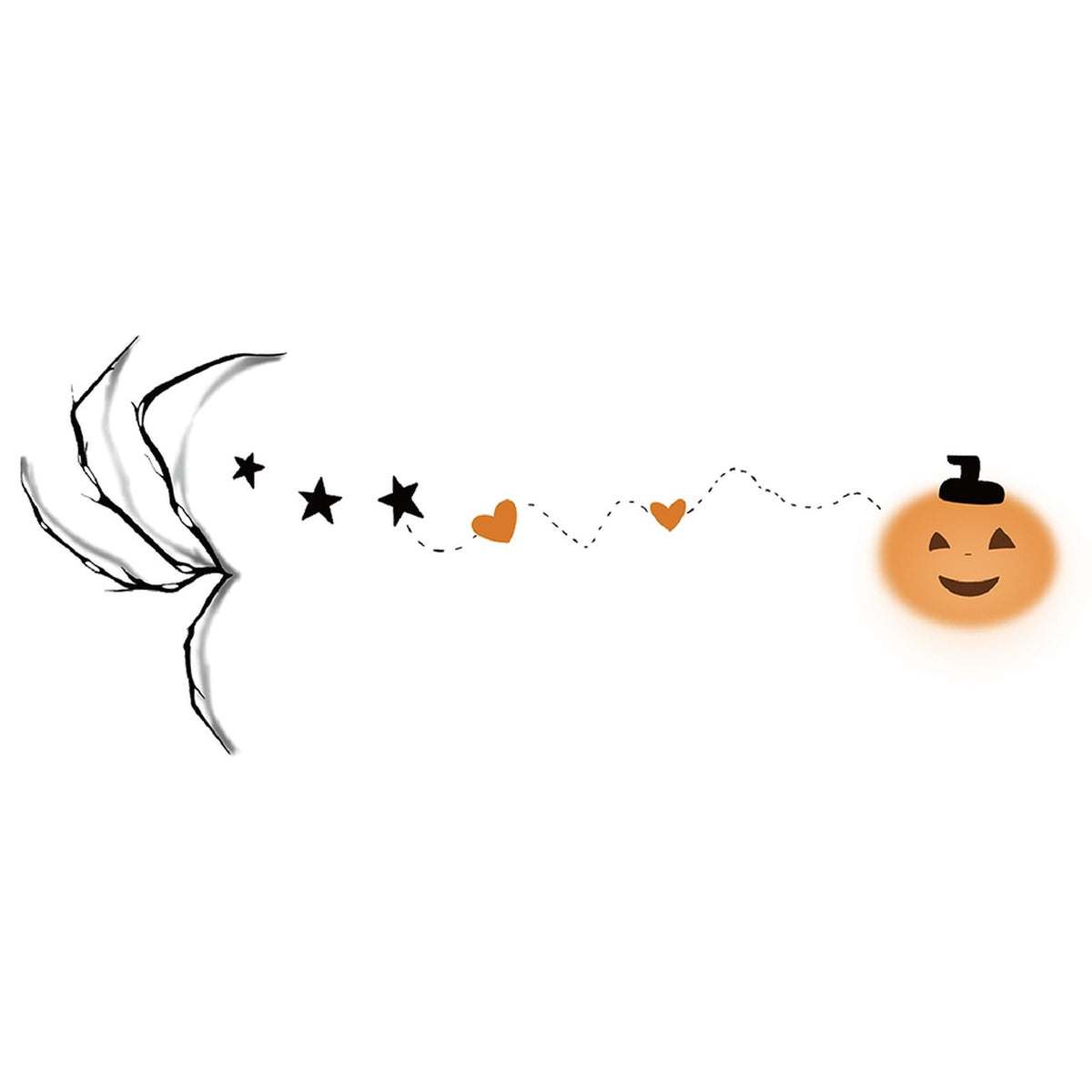 Pumpkin Wing Halloween Tattoo