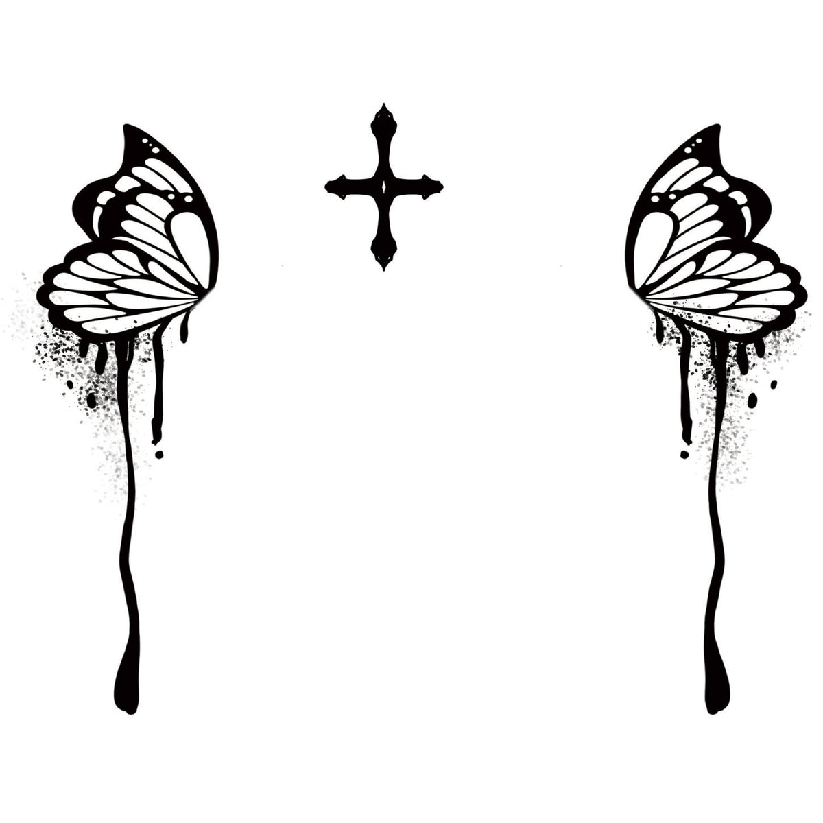 Butterfly Cross Halloween Tattoo