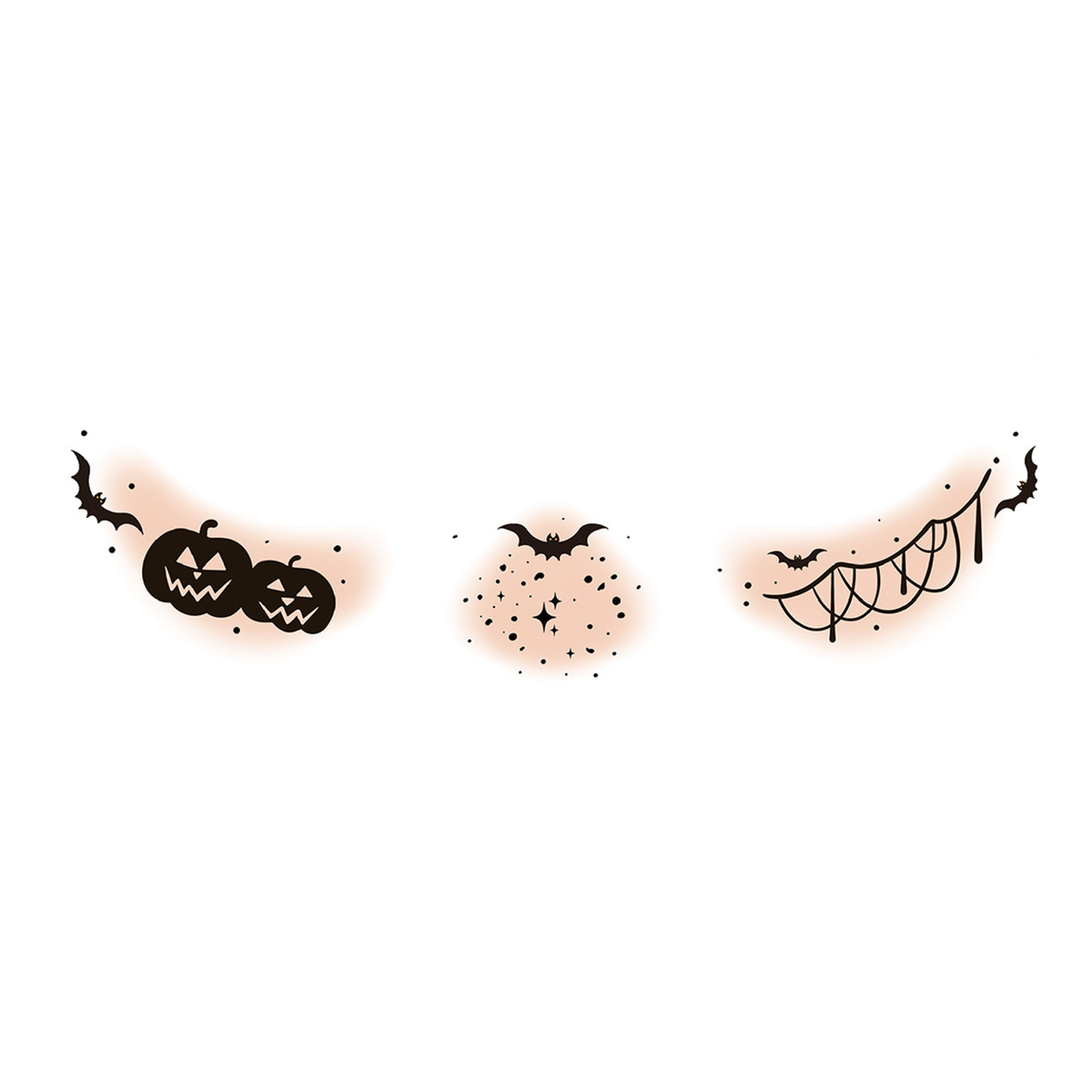 Halloween Pumpkin Bat Web Tattoo Stickers