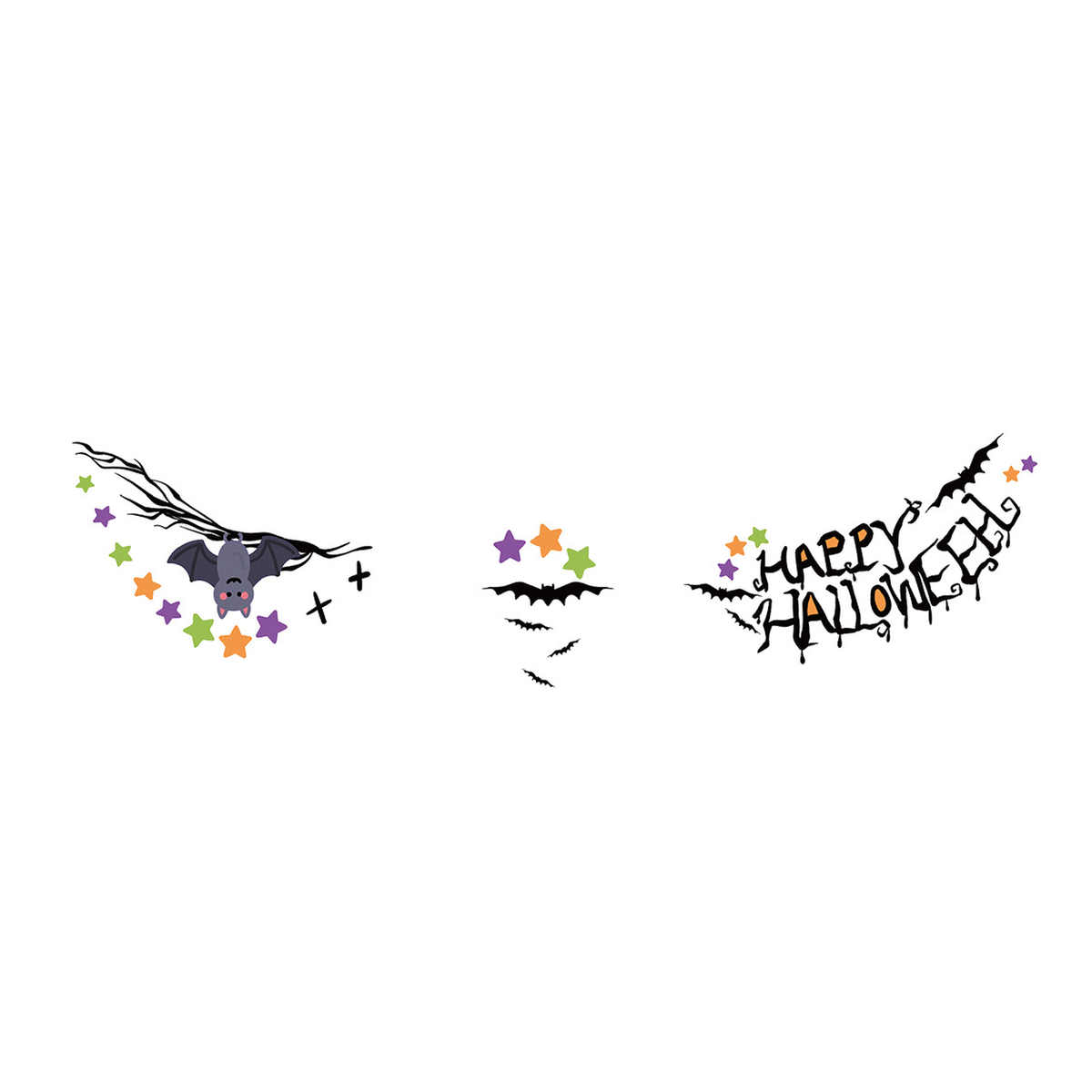 Bat Text Halloween Tattoo Stickers