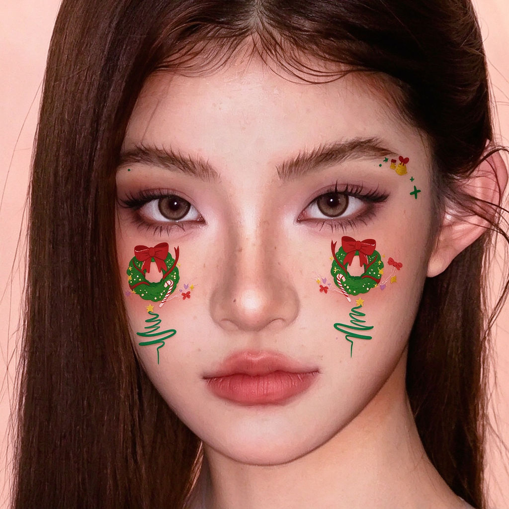 Christmas Wreath Face Temporary Tattoos