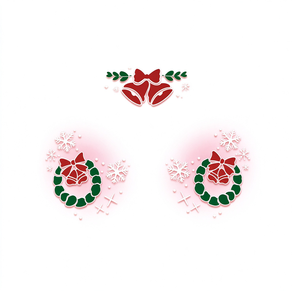 Christmas Bell Wreath Snowflake Face Temporary Tattoos