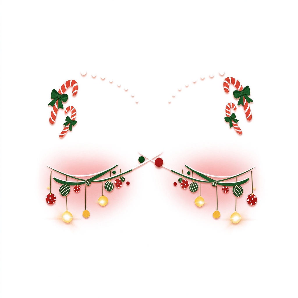 Christmas Candy Cane Bauble Face Temporary Tattoos