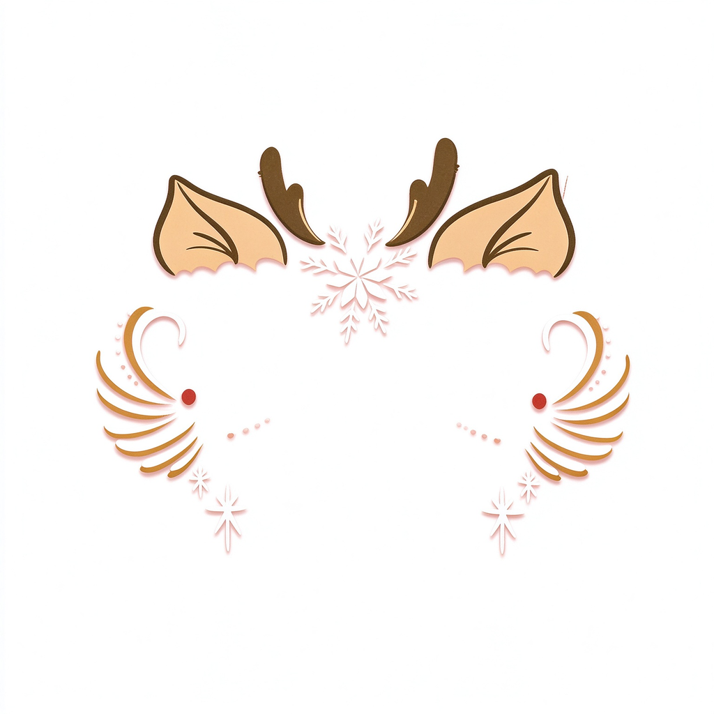 Elf Ear Reindeer Antler Snowflake Christmas Face Temporary Tattoos