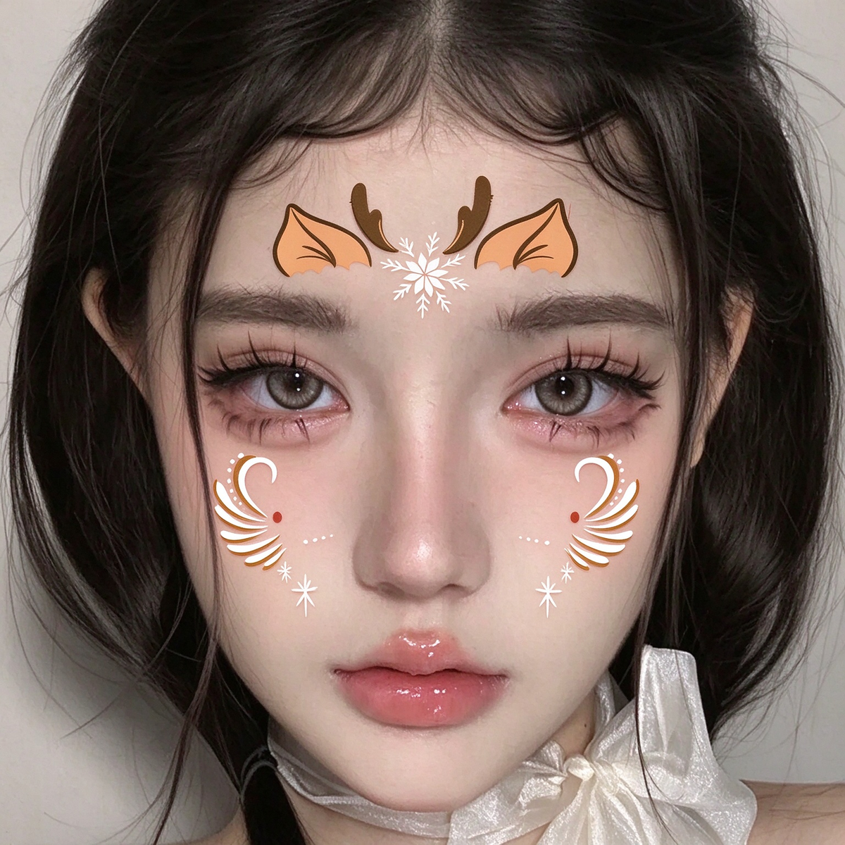 Elf Ear Reindeer Antler Snowflake Christmas Face Temporary Tattoos